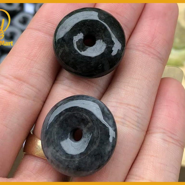 Yingmart Black Donut Jadeite Pendant | Black Marble Jade Pendant | Unisex pendant necklace