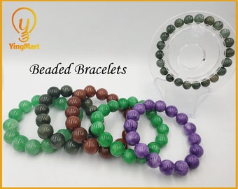 Yingmart natuurlijke jadeiet jade ketting/kralen armband, echte edelsteen, vintage sieraden, accessoires, cadeau voor haar