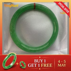 Pulsera rígida de jadeíta verde de 45-75 mm / Joyería vintage con piedras preciosas para hombre - Regalo para el Día de la Madre - Elegante pulsera de regalo para hermana o abuela