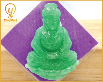 Yingmart Light Green Natural Jade Stone Carved Statue of gautama Buddha Jadeite, Protection, Good Luck