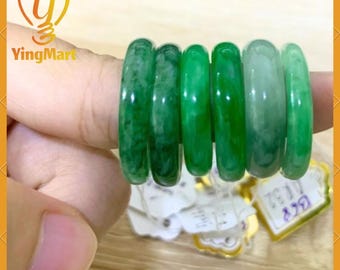 Yingmart Green Jadeite Jade Ring, Burmese Myanmar, Real Gemstone, Vintage Jewelry Gift for Her Mom, Feng Shui Grandma Sister, Mens Women