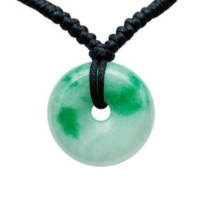 Love & Luck   Natural Heart Donut Jade Pendant Necklace for Women   Lucky Jade Jewelry Gift for Her  Genuine Green Purple White Stone