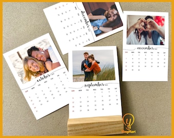 2022 Personalized Photo Desk Calendar , Custom Picture Calendar, Wood Stand Calendar for Christmas Gift, New Year Gift