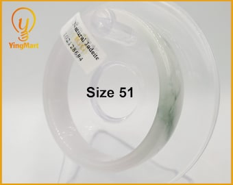 Yingmart 51mm IGG102128684 White Green Natural Jadeite Jade Bangle, Elegant Princess Bracelet for Female Girlfriend, Vintage Jewelry