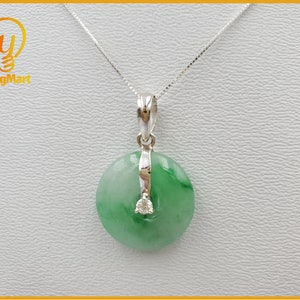 Yingmart Small Fu Green Natural Jadeite Jade Pendant, Real Gemstone, Vintage Jewelry, Gift for her