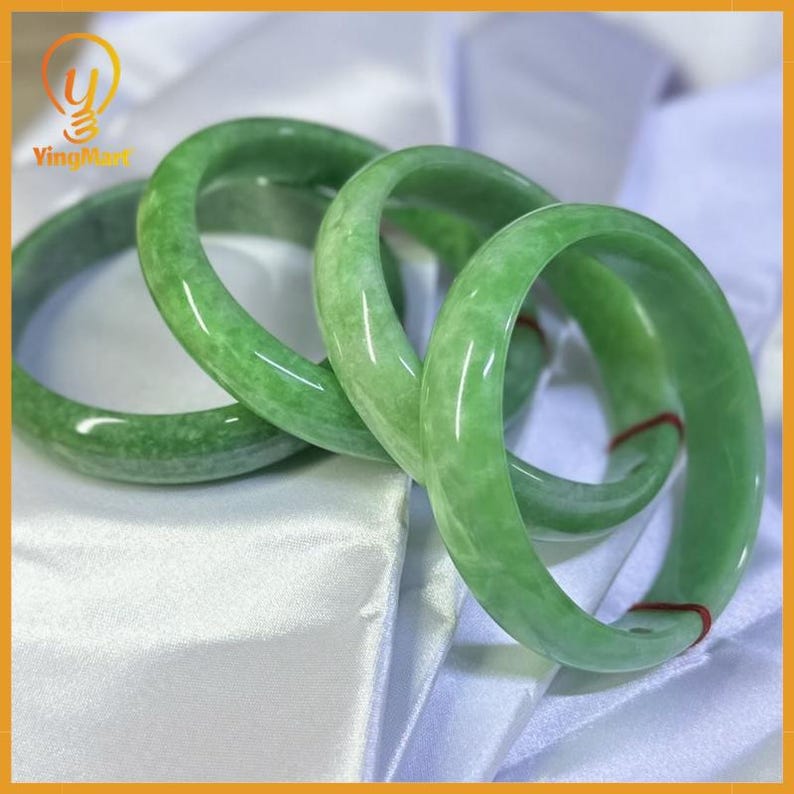 Natural Green Jadeite Jade D-shape Bangle 48-66mm | Real Gemstone ...