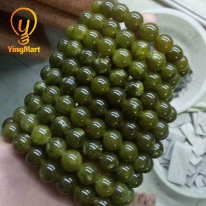 Natural Green Serpentine Stone Beaded Bracelet, Healing Jewelry Style 1