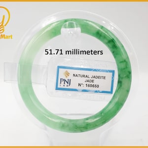 Real Gemstone Accessories Yingmart 53.59 mm PNJ Certified Genuine Green Natural Jadeite Jade Bangle Bracelet Vintage Jewelry GIFT