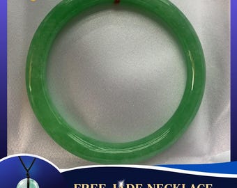 Pulsera rígida de jadeíta verde de 45-75 mm / Joyería vintage con piedras preciosas para hombre - Regalo para el Día de la Madre - Elegante pulsera de regalo para hermana o abuela