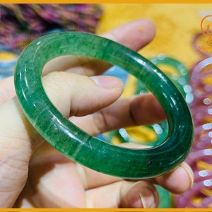 Yingmart 48 - 62mm 100% Natural Pink/Green Quartz Bangle Bracelets, Real Gemstone Bracelet, Vintage Jewelry