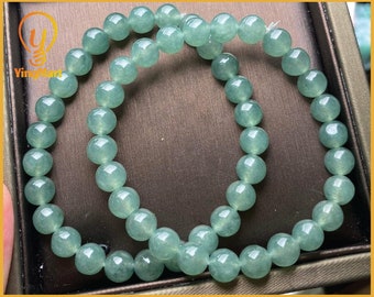 Yingmart Icy Transparent Light Green Burmese Authentic Genuine Natural Jadeite Jade Bracelet 7.5mm, Vintage Jewelry, natural jade