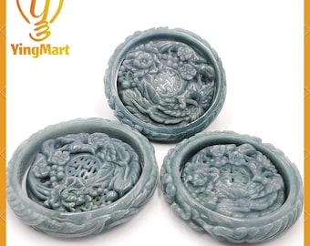 Yingmart 55 mm-60 mm Peacock Armband und Anhänger Jade 100% natürliche echte Jadeit echte Jade Typ A Klasse A Hand geschnitzt