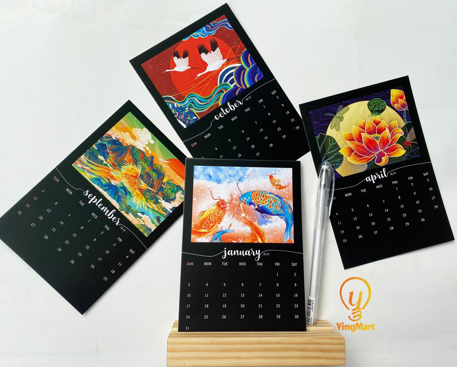 Yingmart 2021 Desk Calendar Colorful Japanesestyle Painting Etsy