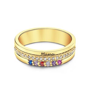 Custom Birthstone Ring with Engraved Name | Personalized Jewelry Gift for Mom,Grandma – Personalized Copper Ring for Birthday, Mother&#39;s Day