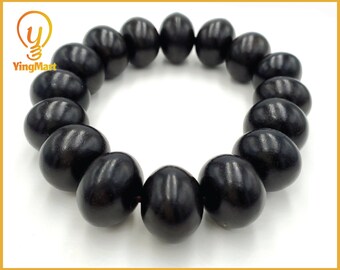 Bracelet Yingmart BRW128 en bois de santal noir, bracelet ajouré, bracelet de perles, bracelet en pierres précieuses, bracelet en bois naturel et pierres