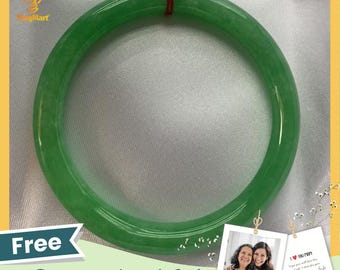 Pulsera rígida de jadeíta verde de 45-75 mm / Joyería vintage con piedras preciosas para hombre - Regalo para el Día de la Madre - Elegante pulsera de regalo para hermana o abuela