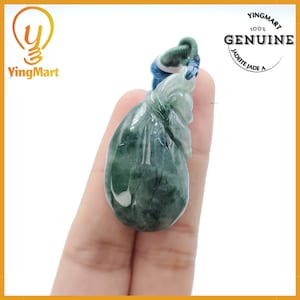 Yingmart Fei Cui Money Bag Jade Pendant 100% genuino Giadeite Vera Giada Tipo A Grado A Intagliato a mano