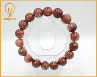 Yingmart 12 mm natuurlijke rode rutielkwartsketting/kralenarmband, echte edelsteen, vintage sieraden, accessoires, cadeau voor haar armband