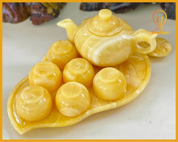 Yingmart Set Genuine Natural Serpentine Stone Teapot and Cup - Tea sets