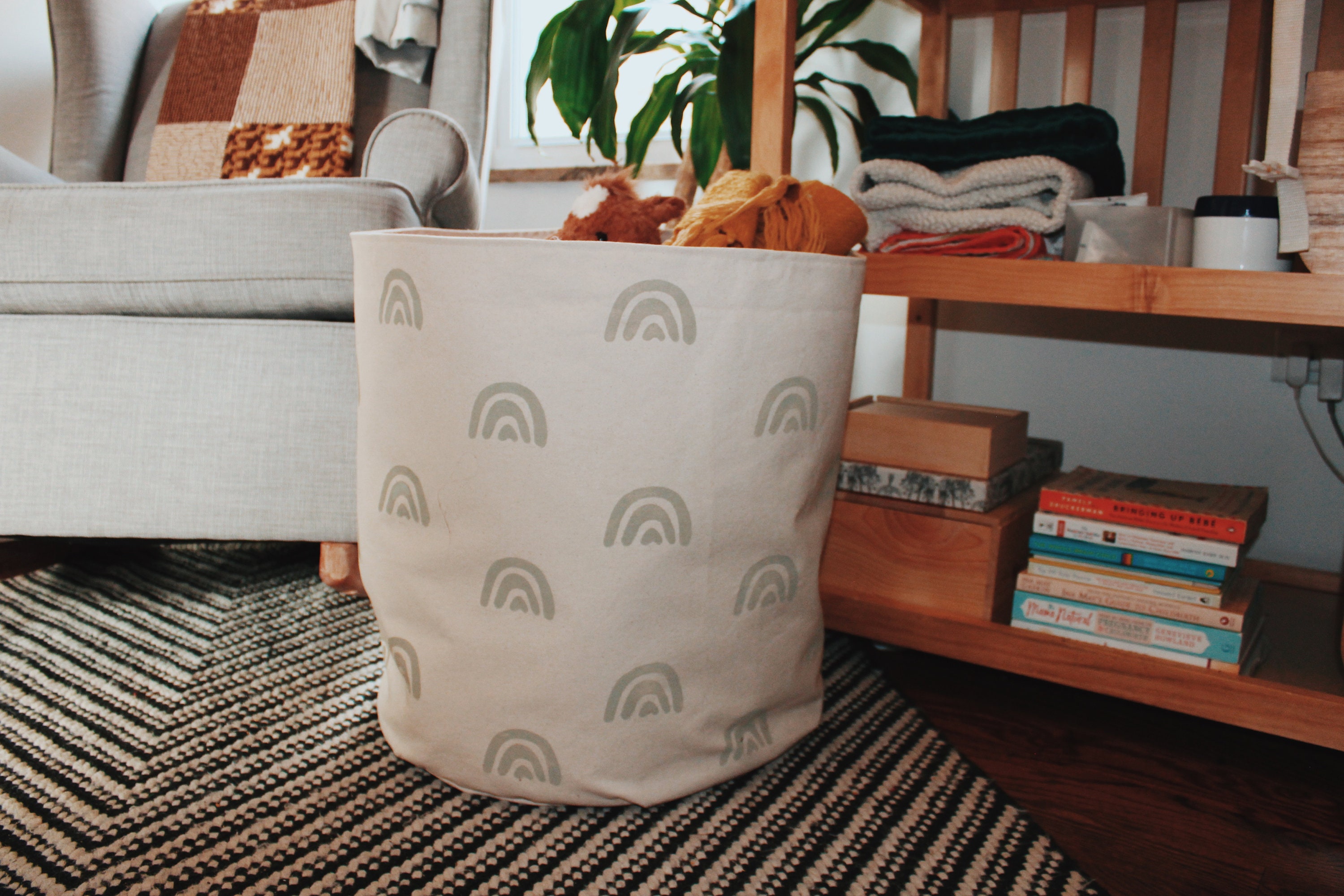 Large Canvas Storage Bin / Storage Basket Etsy