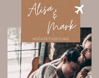 Hochzeitszeitung "Reisen" *DIGITAL* zur eigenen Gestaltung - Wedding Newspaper - Hochzeit - Persönlich - DIY - Canva - Trauzeugin - Geschenk