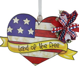 Patriotic Heart Wooden Door Hanger, 4th of July Decoration, American Holiday Decor, Everyday Wreath, Home Decor
