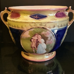 RARE Antique Royal Palermo Large Ornate Victorian Porcelain Jardiniere Urn c.1900