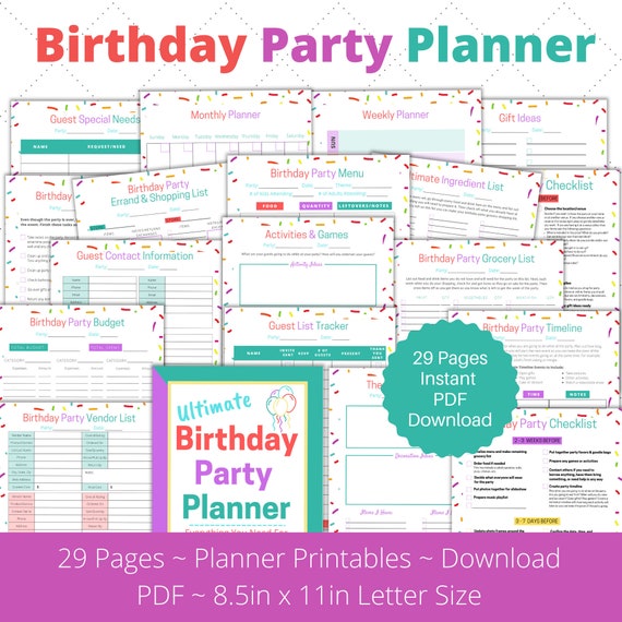 Birthday Party Planner Birthday Party Checklist Birthday