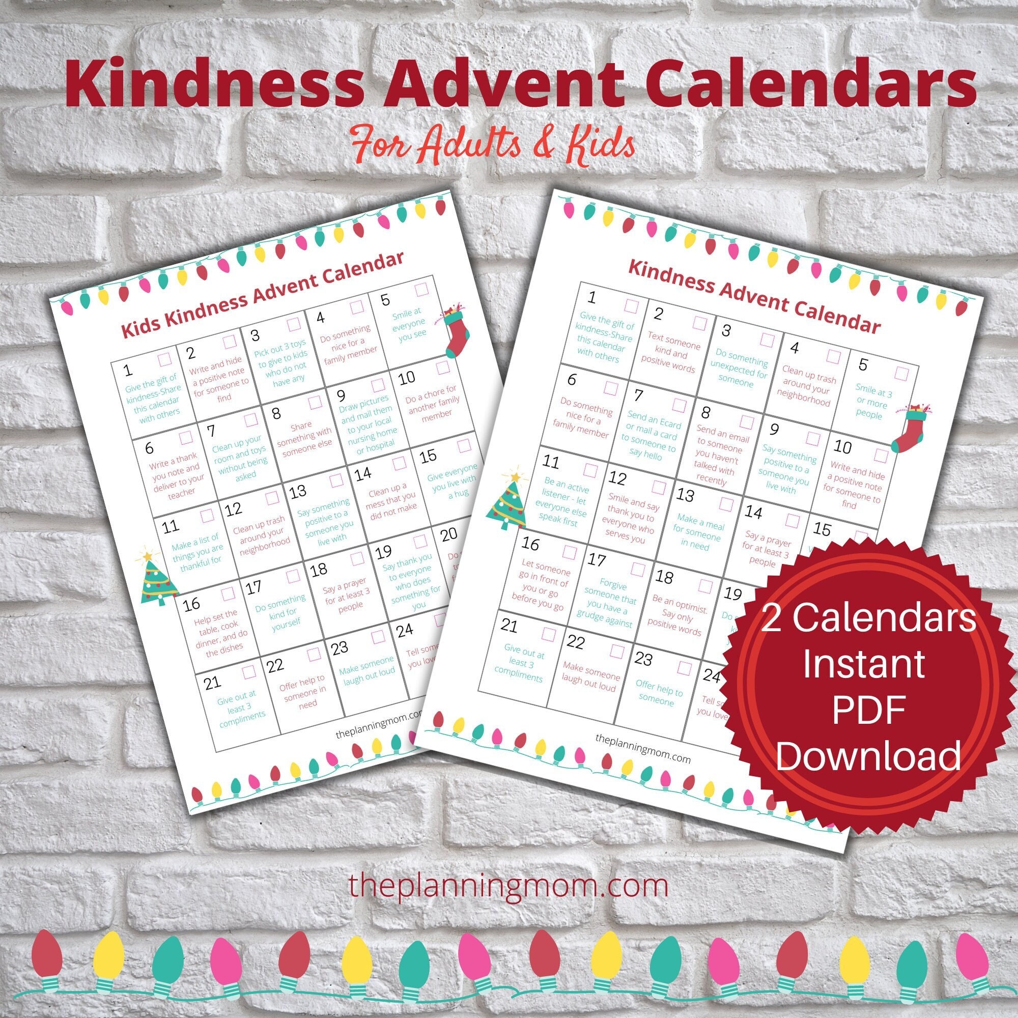 Kindness Advent Calendar, Advent Calendar for Kids, Christmas Countdown
