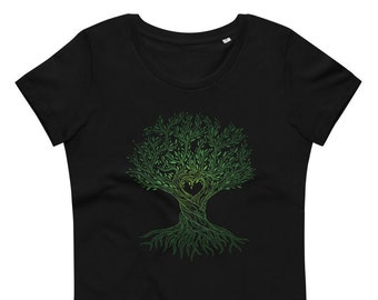 Camiseta ecológica ecológica para mujeres verdes del Árbol de la Vida