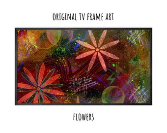 Frame TV Art - Flowers - Colorful Original Digital Abstract Painting Background for Samsung Frame TV Digital Download
