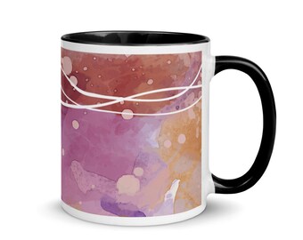 Abstract Watercolor Mug with Color Inside