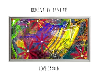 Frame TV Art - Love Garden  - Colorful Original Digital Abstract Painting Background for Samsung Frame TV Digital Download
