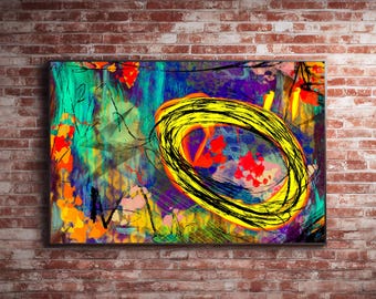 Digital Wall Art, Ring of Fire, Impactful Abstract Art Colorful and Vibrant Digital Painting Background Download to Ignite Your Space