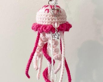 Crochet Pink Charmed Jelly Keychain and Bag Charm
