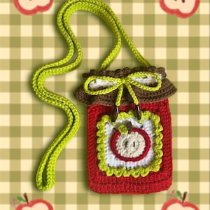 Crochet Apple Dreams Ruffle Crossbody Pouch