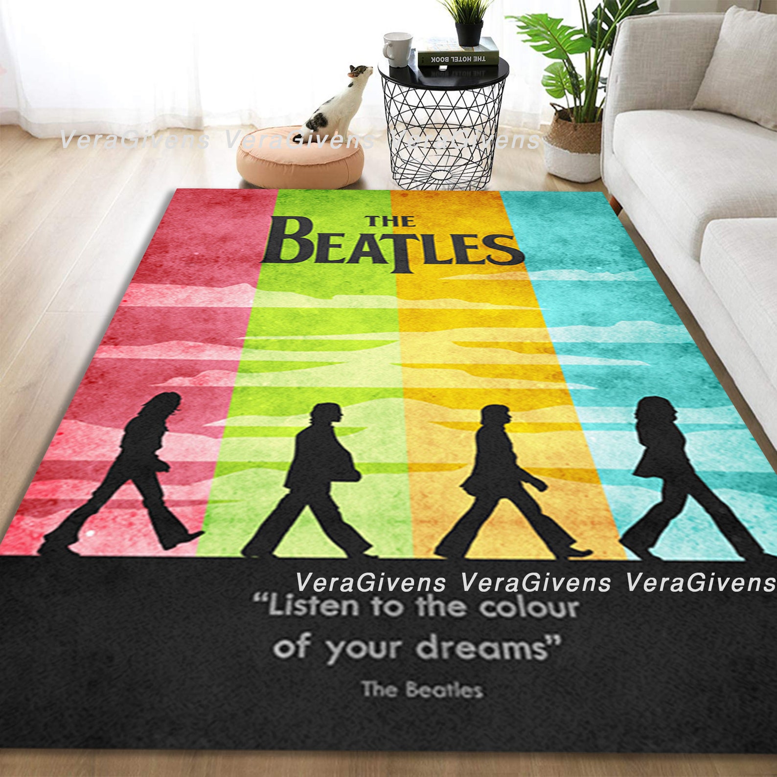 The beatles Rug The beatles Rock Band 70s Music Music Room | Etsy