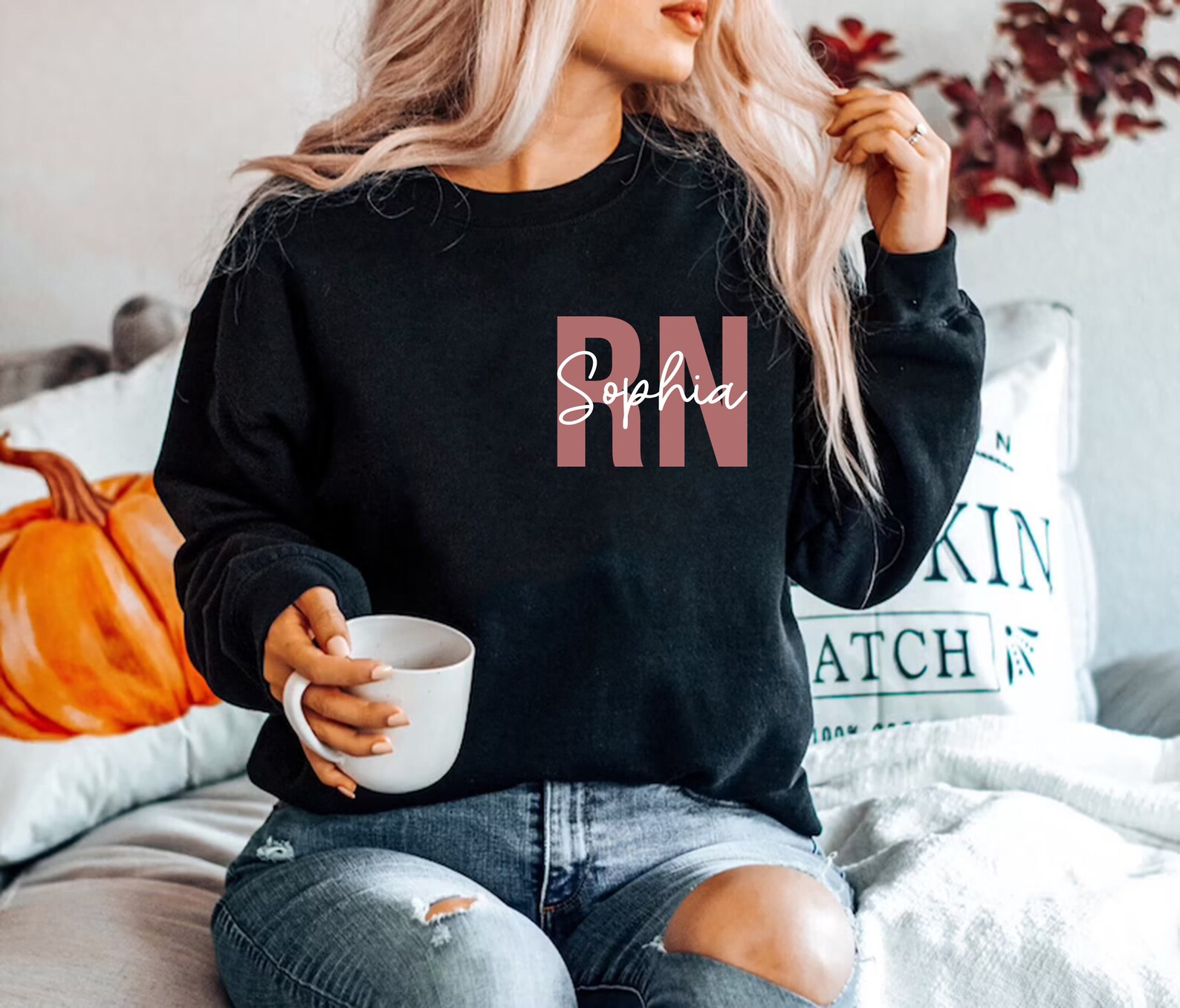 Personalized RN Sweatshirt Registered Nurse Crewneck Etsy
