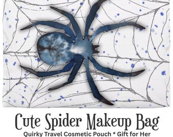 Bolso de araña adorable, neceser de maquillaje con telaraña caprichosa, regalo de araña que no da miedo, neceser para amantes de la naturaleza, accesorio único