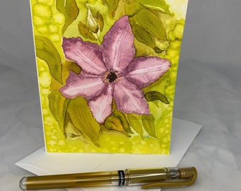 Purple Flower Card, Blank Floral Card for All Occasion, Thank You Card for Coworker, Unique Card, Watercolor Card , Best Friend Card for any