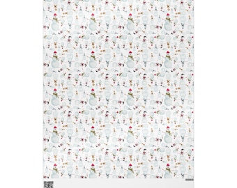 Snowman Wrapping Paper for Christmas, Holiday Gift Wrapping Paper, Christmas Gift Wrap, Festive Gift Wrap,  Watercolor Christmas Snowmen