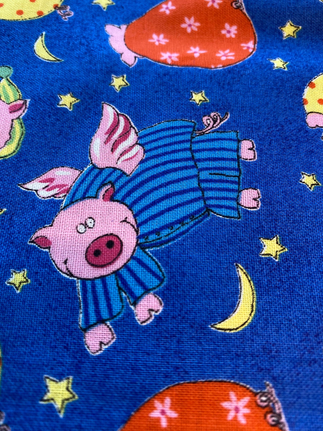 Pig Fabric by the Yard Unique Vintage Fabric. Animal Fabric Etsy
