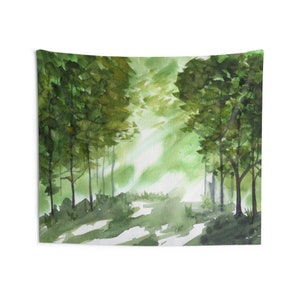 Forest Wall Tapestries, Forest Decor Bedroom, Birthday Gift for Hiker, Hiking Decor, Outdoor Scene Wall Art, Unique Gift for Father