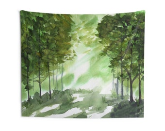 Forest Wall Tapestries, Forest Decor Bedroom, Birthday Gift for Hiker, Hiking Decor, Outdoor Scene Wall Art, Unique Gift for Father