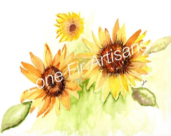 watercolor sunflower painting, plant mom decor, sunflower gifts for sister in law, sunflower decor for office, gardener gifts for women