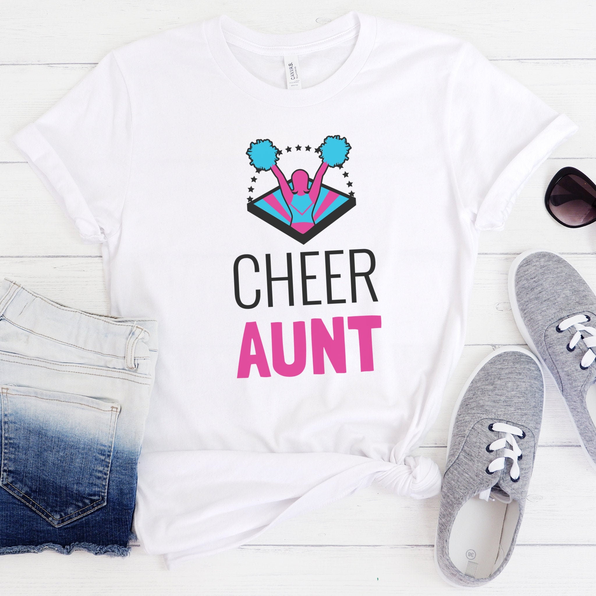 Cheerleading Aunt Shirt Cheer Aunt Tees Cute Aunt Shirt Etsy