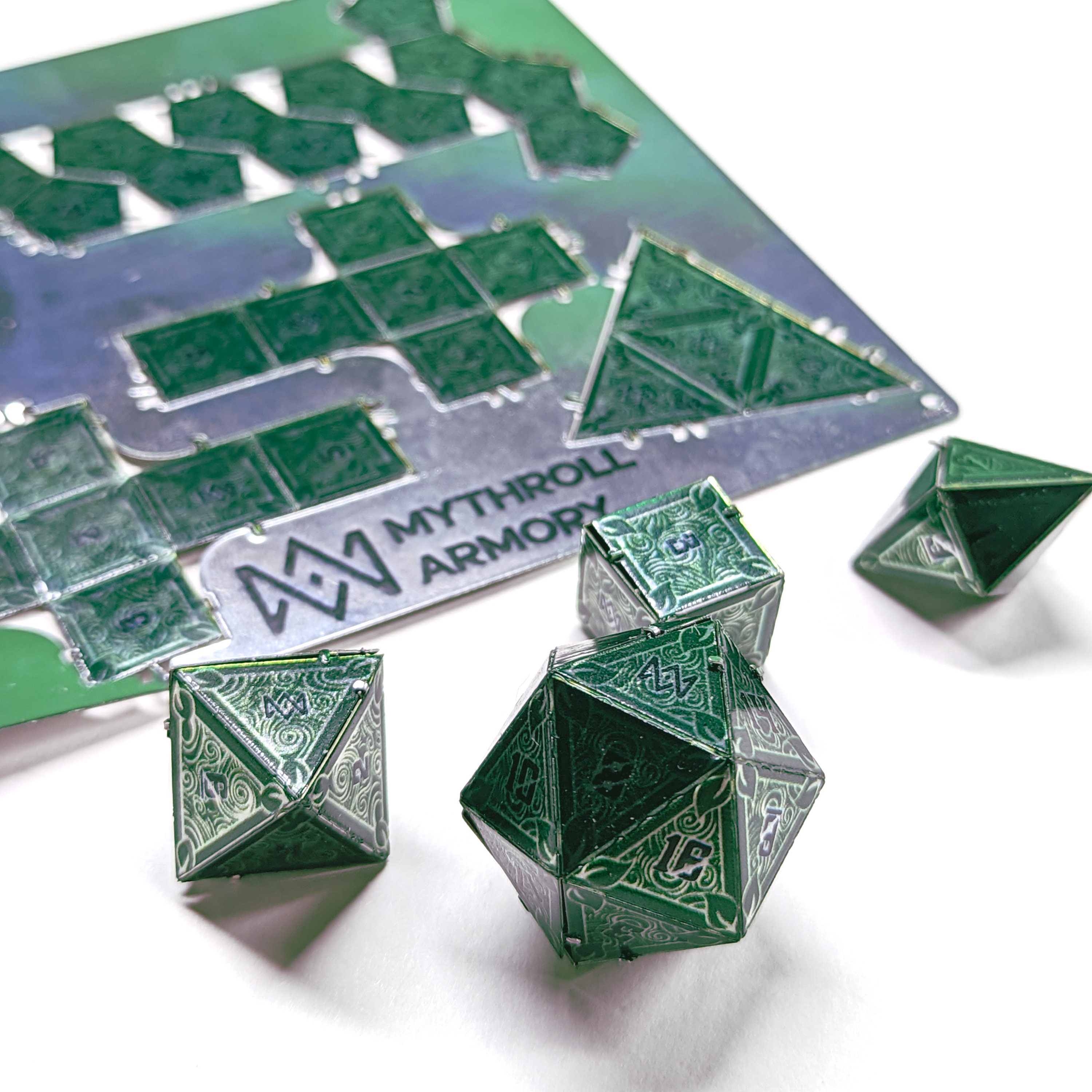 Tinhedrals Foldable Metal Dice Puzzle Green - Etsy