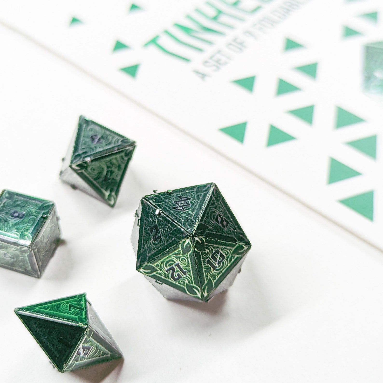 Tinhedrals Foldable Metal Dice Puzzle Green - Etsy