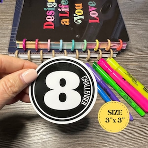 Enneagram Type 8 Black/White Circle Sticker / Water Resistant Vinyl / Decal / Enneagram Type 8