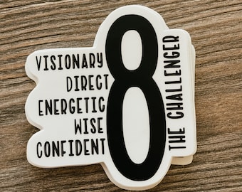 Enneagram type 8 Sticker / Black & White / Glossy Sticker / Water Resistant Vinyl / Decal / Enneagram Type 8